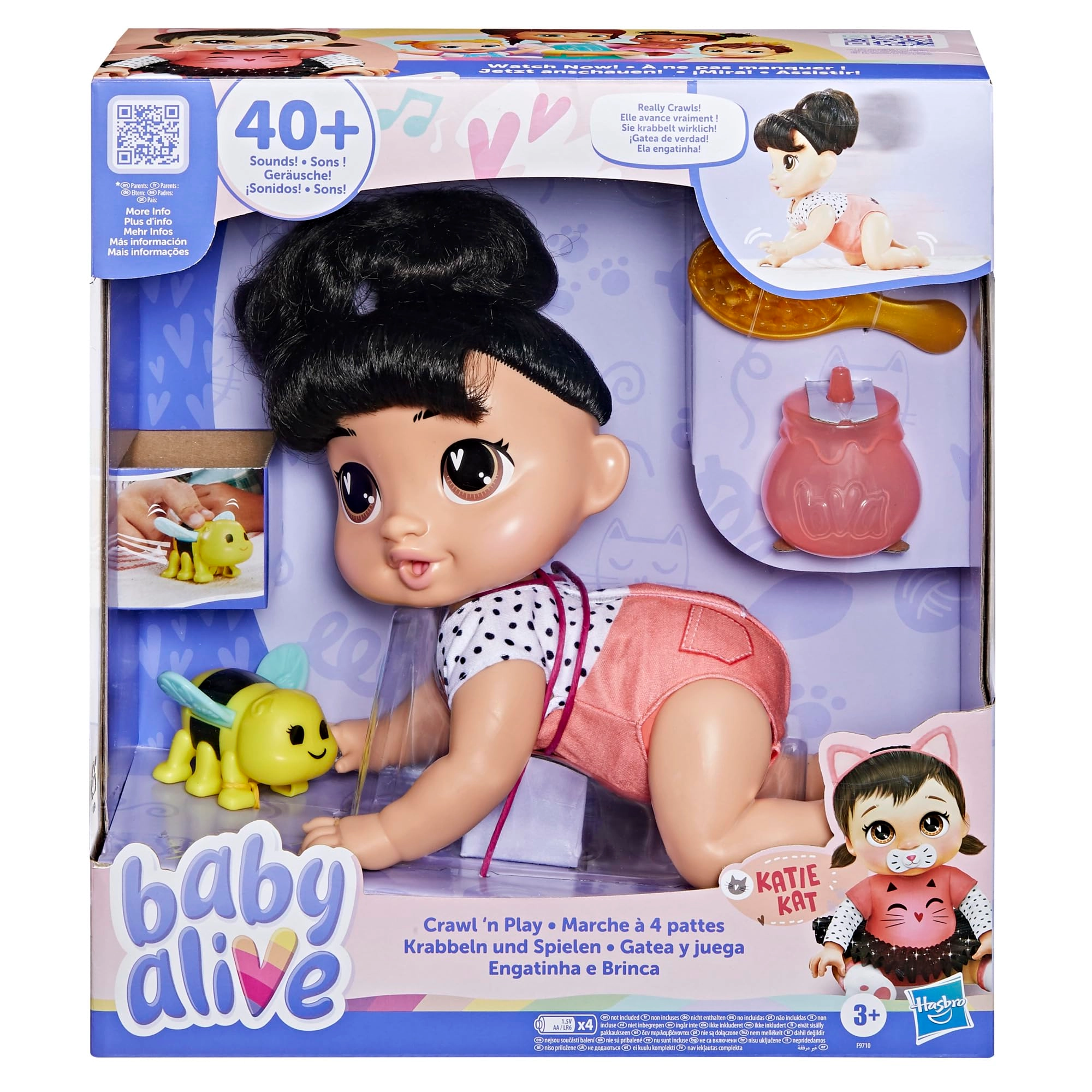Hasbro Crawl 'n Play Katie Kat - 10.75 Inches Black Hair Ages 3+