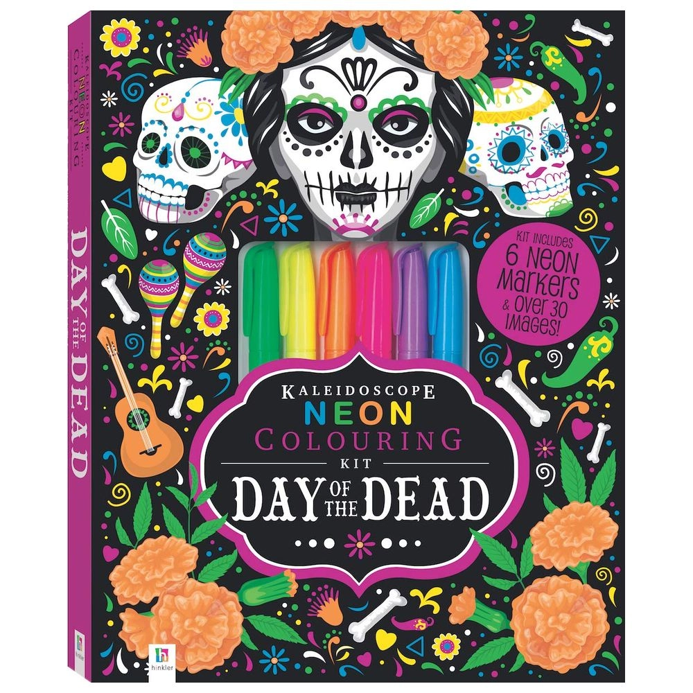 Hinkler Kaleidoscope Neon Colouring Kit Day Of The Dead - 3+ years