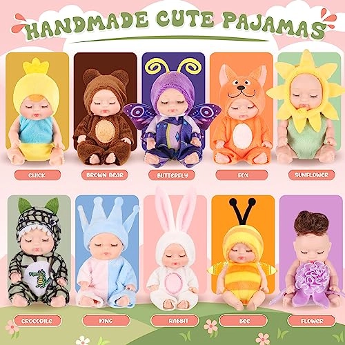 Reborn Baby Doll - 10 Pcs 4 Inch Animal Clothes Ages 3+