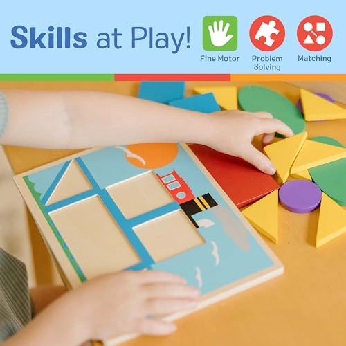 Wooden Pattern Blocks - 3+ 30 pieces