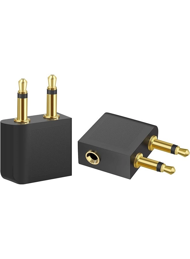 Airplane Headphone Audio Adapter - 4 Pack for Airlines Dual-prong Jack