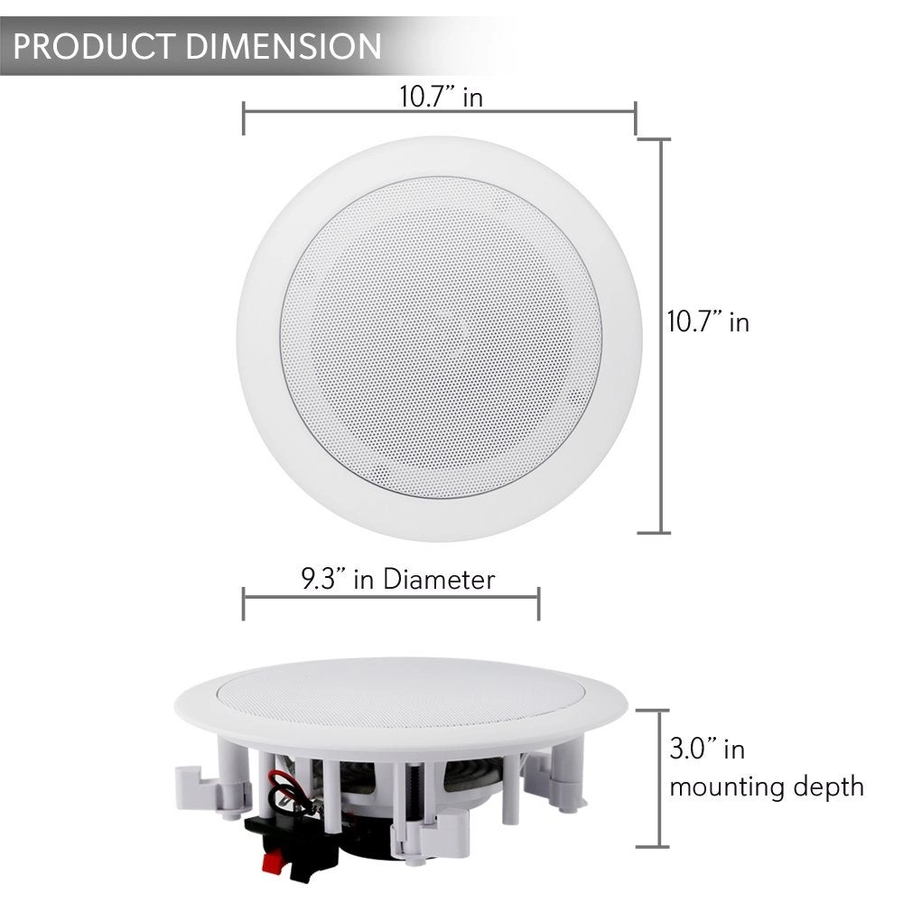 Pair 8" Bluetooth Flush Mount In-wall In-ceiling 2-Way Universal Home Speaker System - 250 Watts