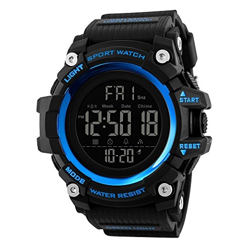 Multifunctional Waterproof Watches Outdoor Sports Digital Military LED Double Time 54mm Plastic