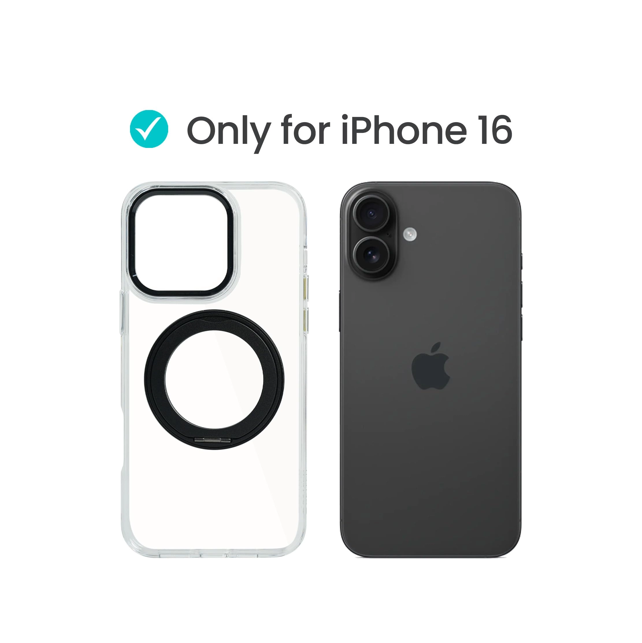 Magnetic Phone Case for iPhone 16 - 360° Ring Stand MagSafe Compatible