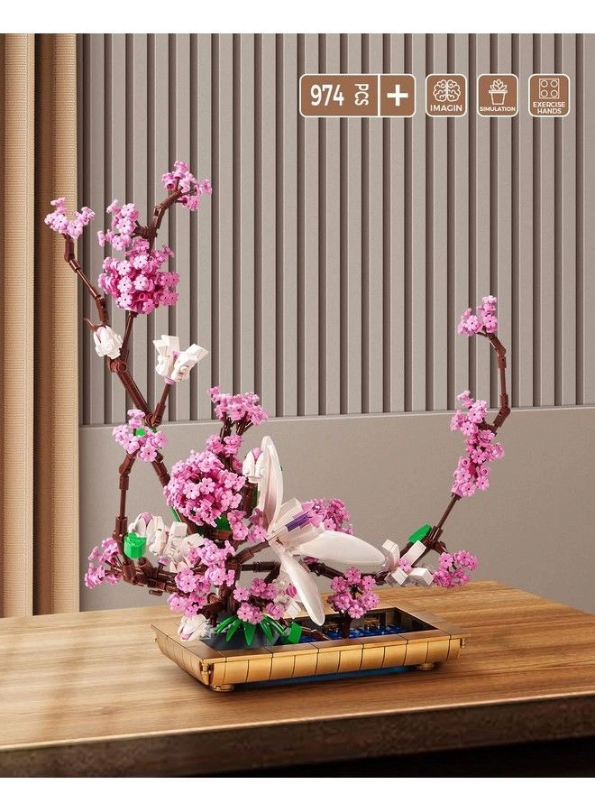 Decor Lilac Bonsai Plant Building Blocks Set - Lilac Bonsai Plant 974 pcs