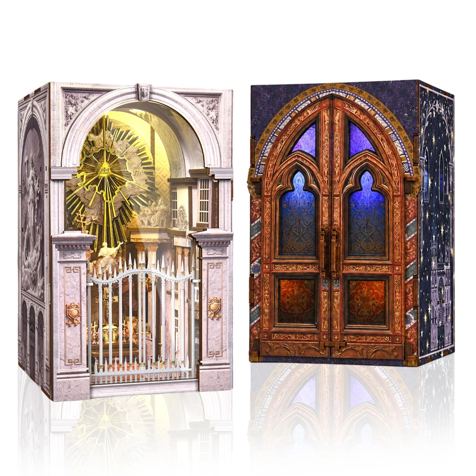 MiniCity DIY Miniature House Kit - 2 Pack LED Light Bookend