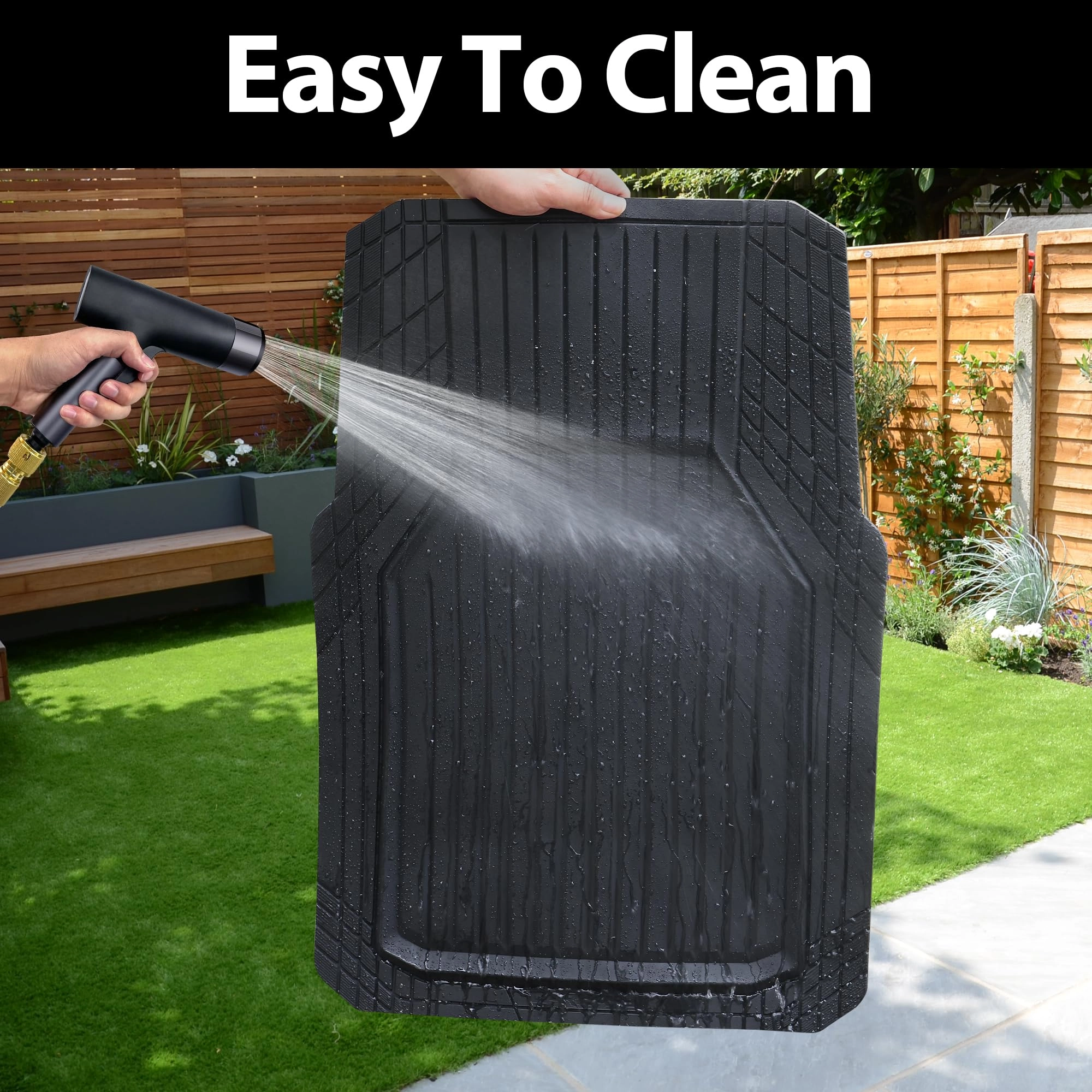Heavy Duty Rubber Floor Mats - Universal Fit 3pcs Black Purple