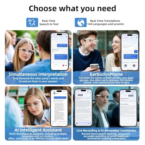 Ai Smart Glasses - ChatGPT AI Real-Time Translation 110+ Languages Bluetooth 5.3