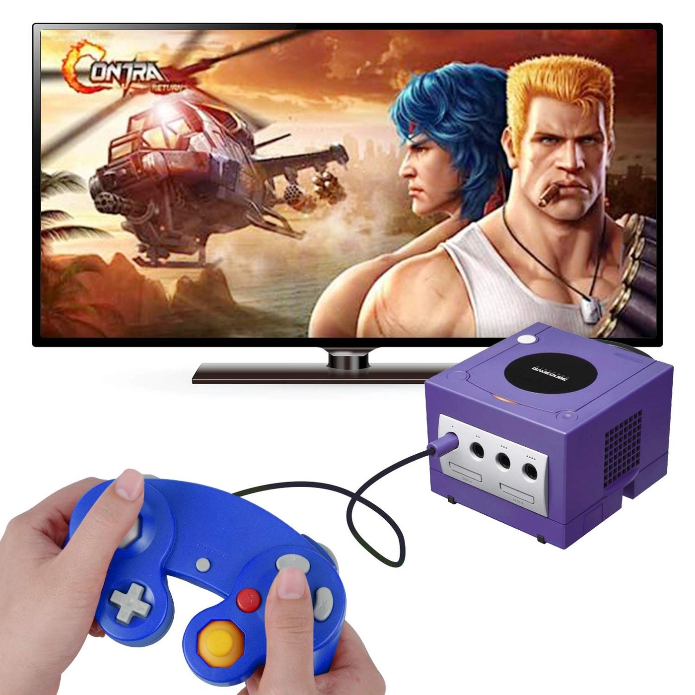 Classic Shock Joypad Wired Controller - Blue Pink Wii NGC Gamecube Game Cube Pack