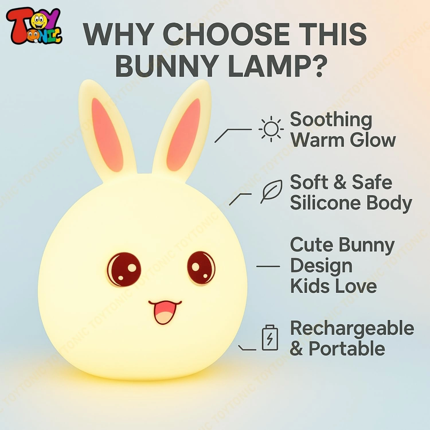 Silicone Rabbit Night Lamp - USB Powered 7-Color Changing