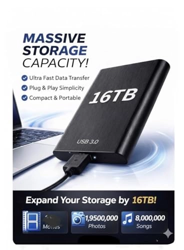 Portable External Hard Drive - 16 TB