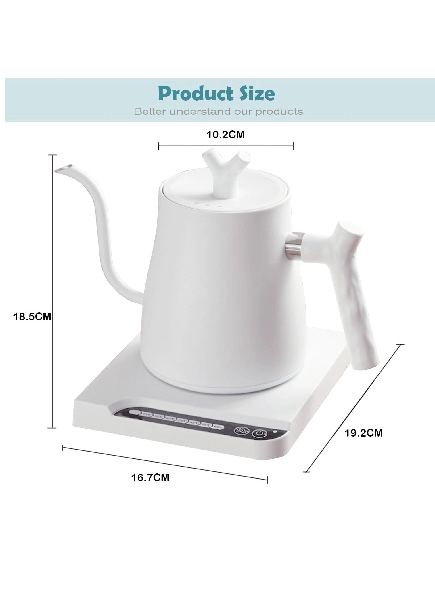 Gooseneck Electric Kettle 1 L White