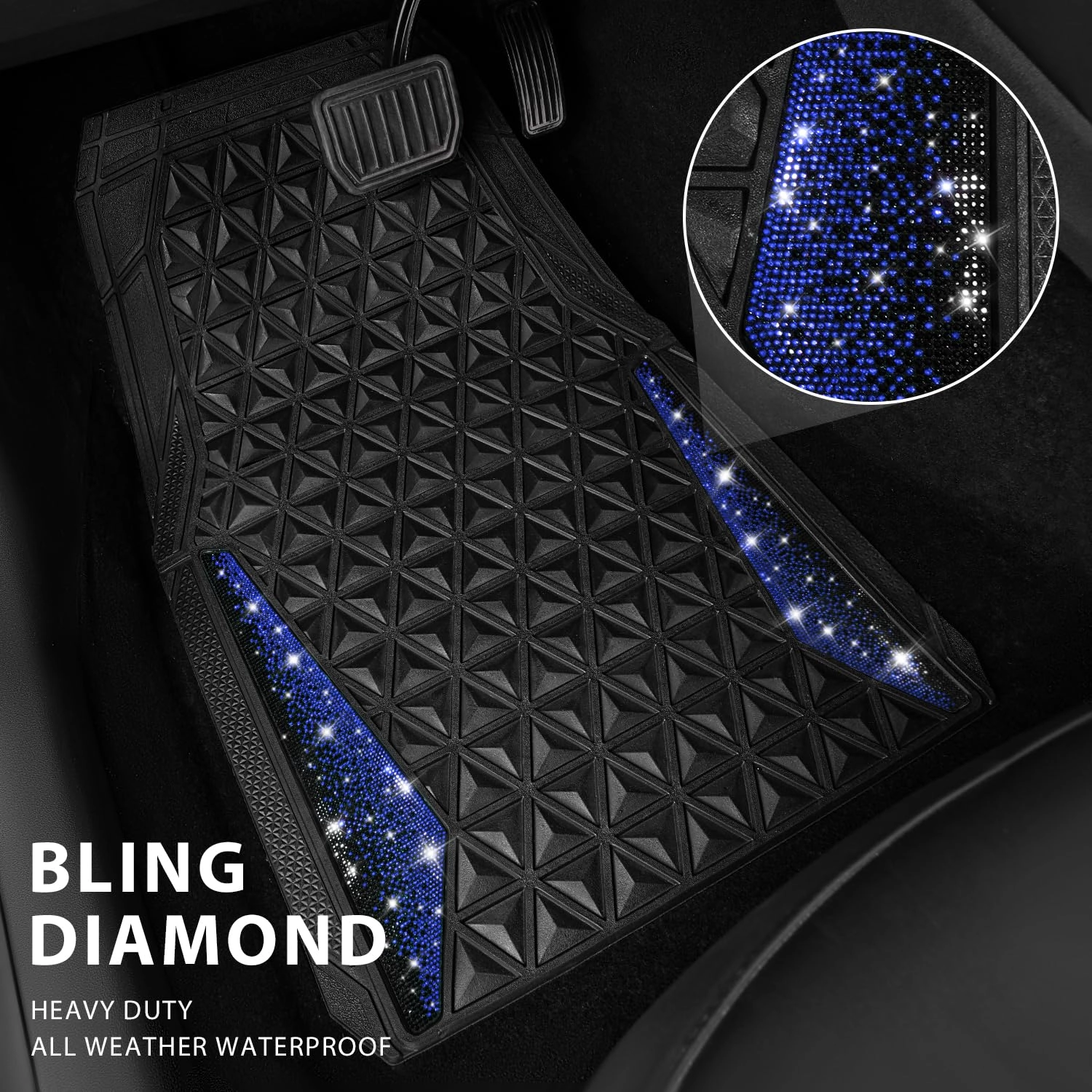 Bling Diamond Car Mats - 4.0 Count Universal Fit
