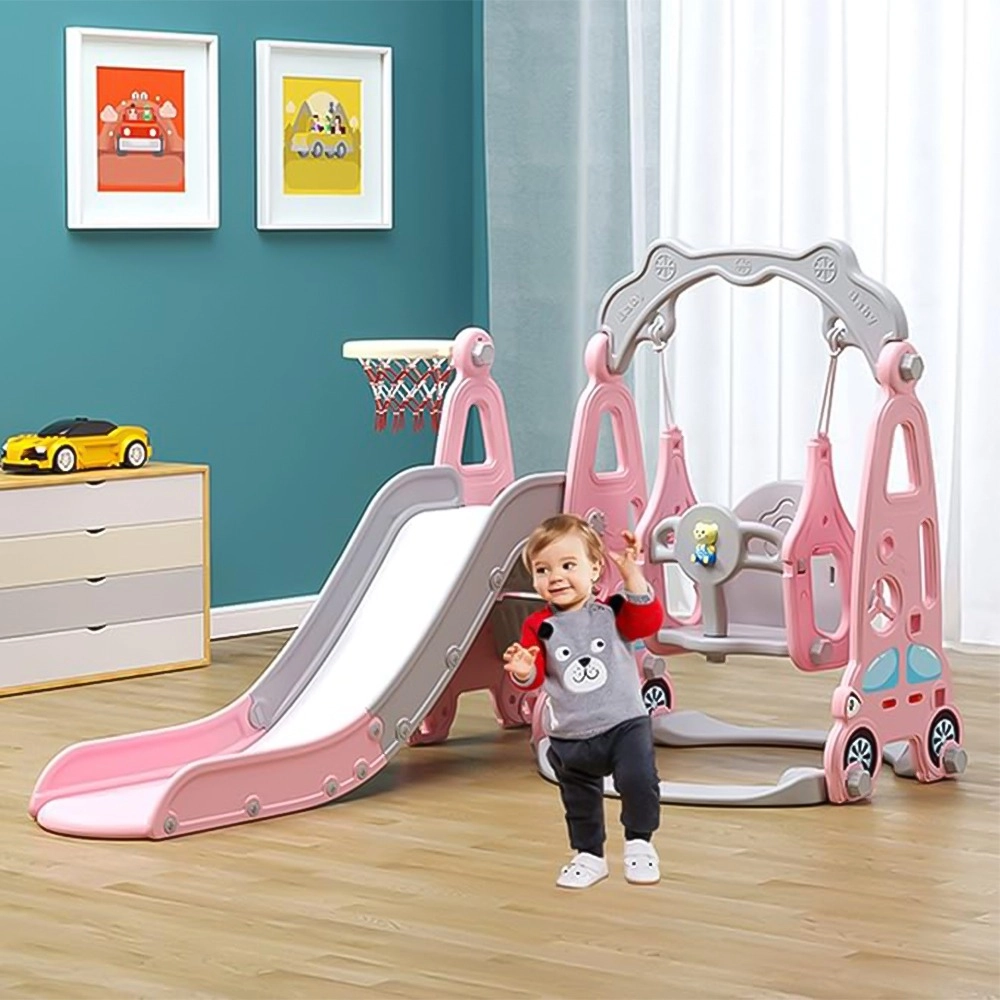 Zoom Slide & Swing Multiplayset - 3-In-1 Basketball Hoop