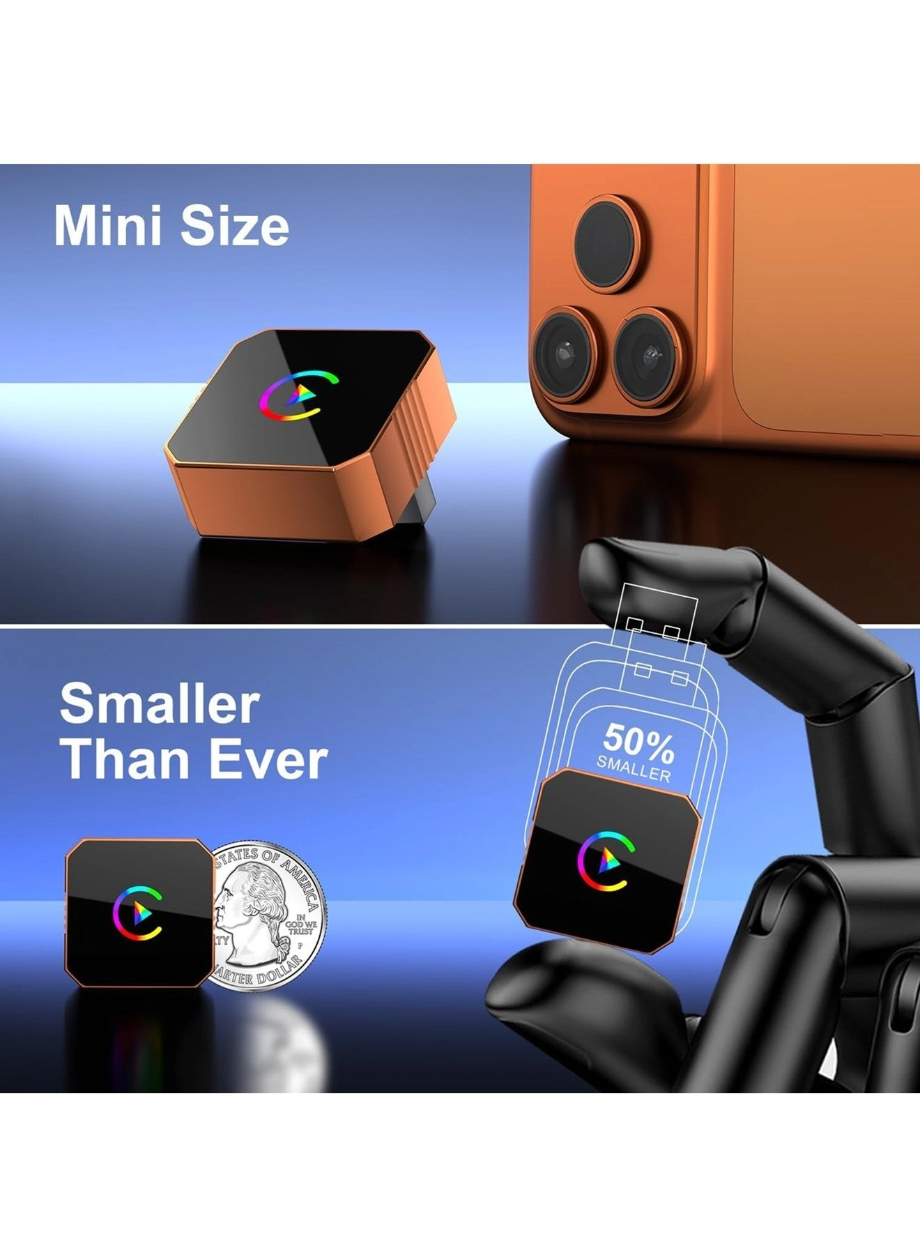 CarPlay Adapter & Android Auto Dongle - Wireless Mini USB-A/USB-C