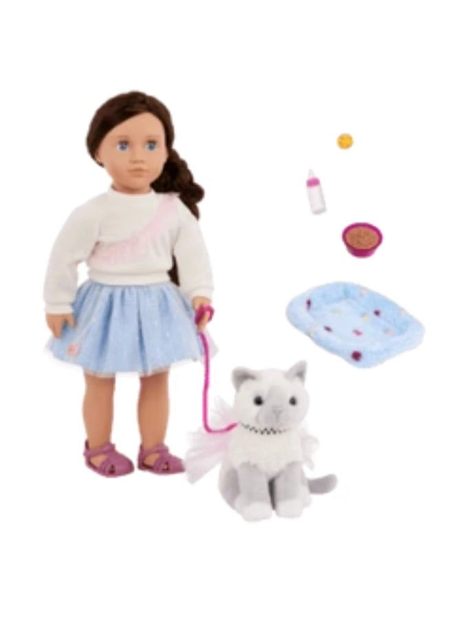 Mindy Doll - 18-inch + Pepper Kitten - 6-inch Ages 3+