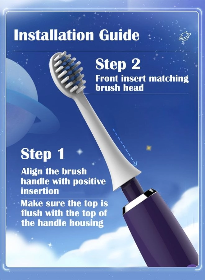 Kids Automatic Electric Toothbrush - Ultrasonic IPX7 3 Brush Heads