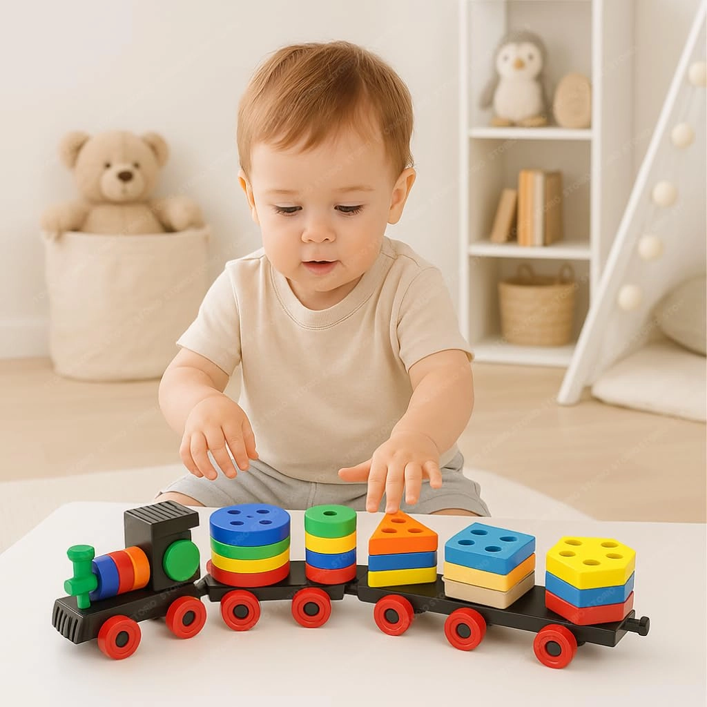 Shape Sorting Stacking Train - 3 Years And Up 1 Piece