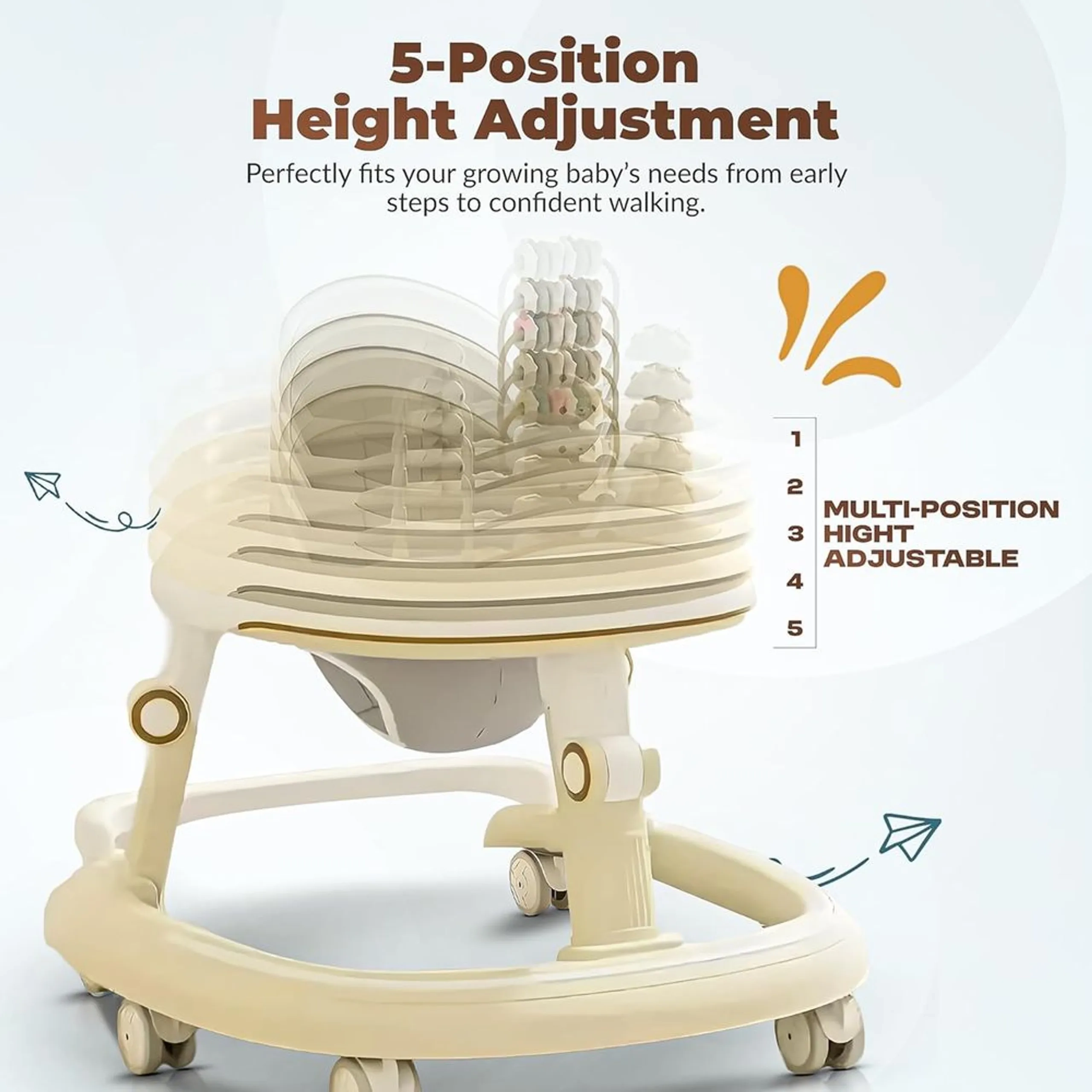 Petalia Pro - 2-in-1 Baby Walker 5-Level Adjustable Height