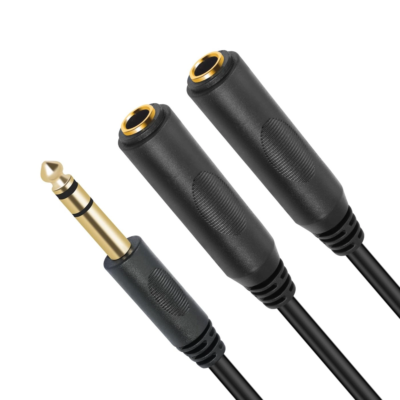 6.35mm 1/4 inch Male Plug Stereo to 2 Dual 1/4 "TRS Female Jack Connector Audio Speaker Cable, Y Splitter Adapter Cable - 20CM / 8Inch