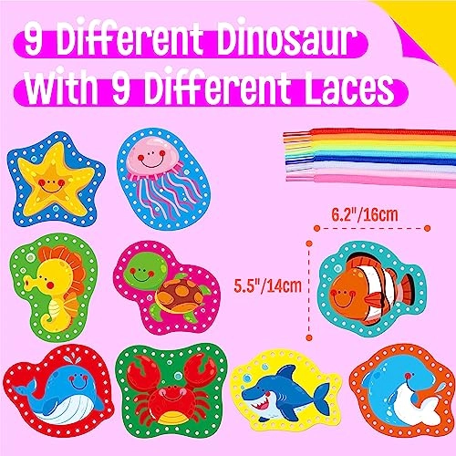 Lacing Cards - Kid 9 Pieces