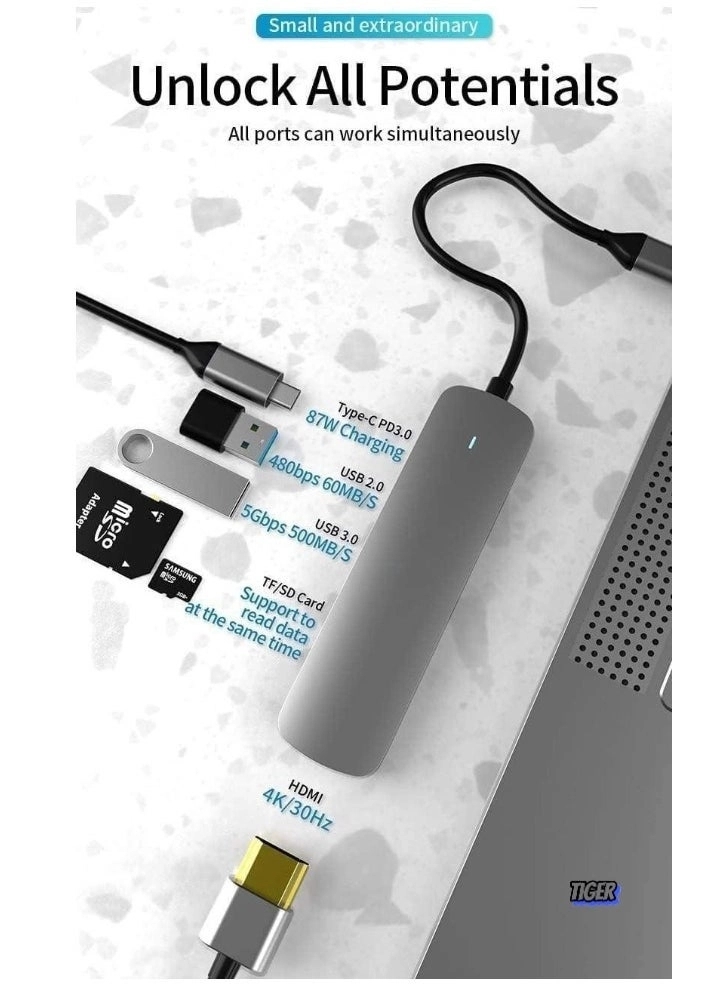 USB C Hub - 4K HDMI 100W PD SD/TF Card Reader