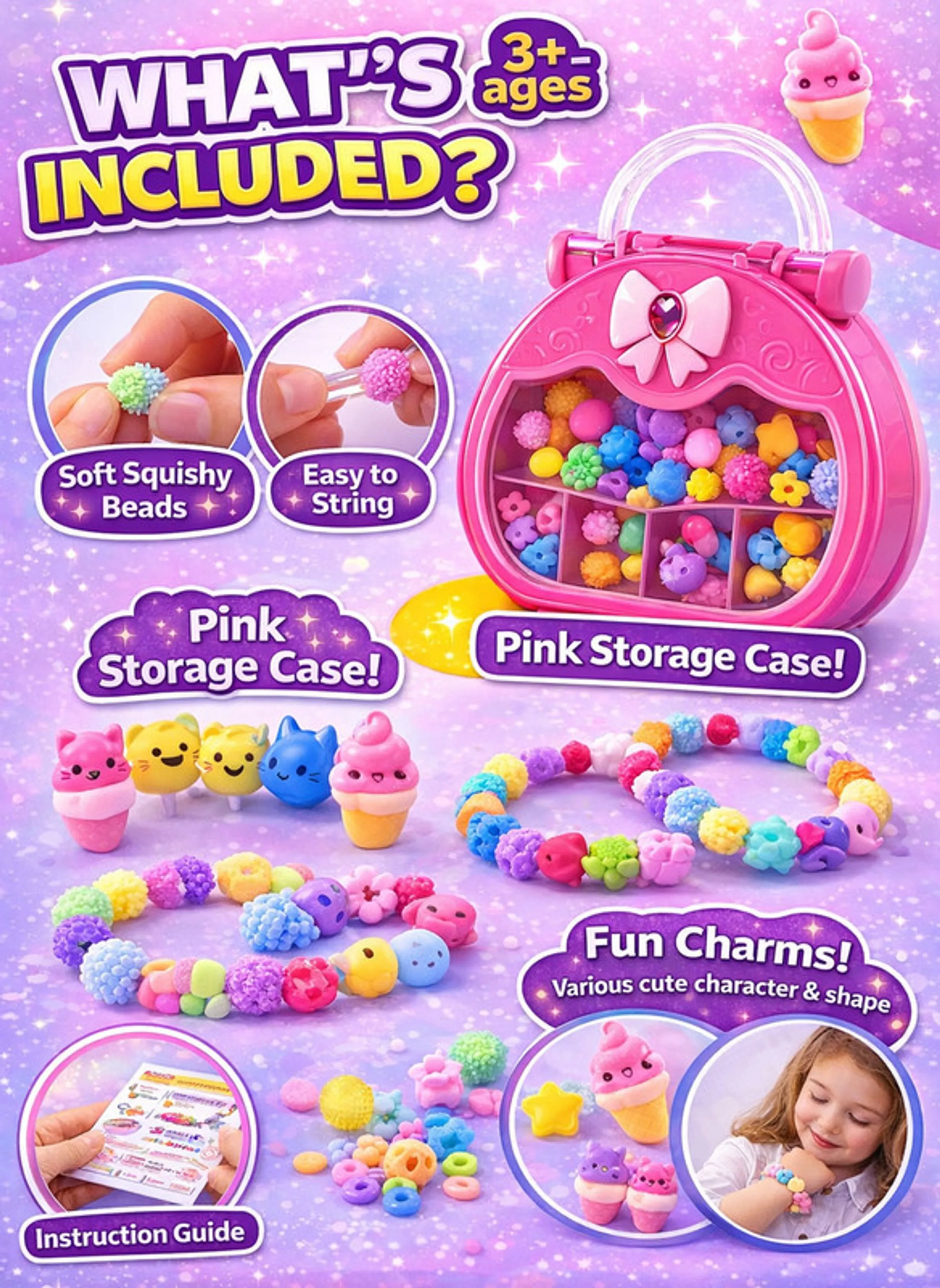 Squish Bracelet DIY Kit - 4pc Pink