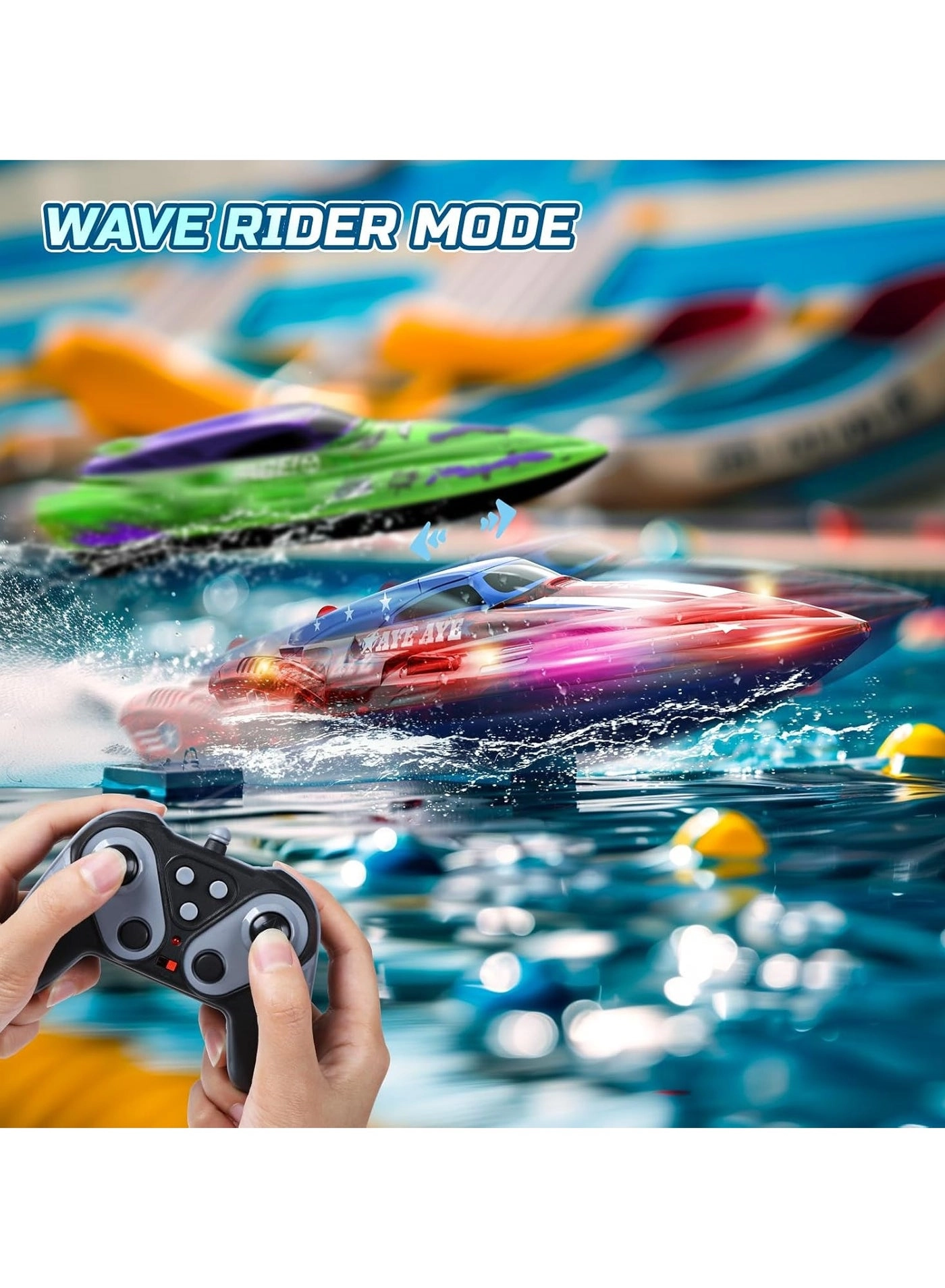 Remote Control Boat Toy - Set of 2 2.4GHz LED Lights