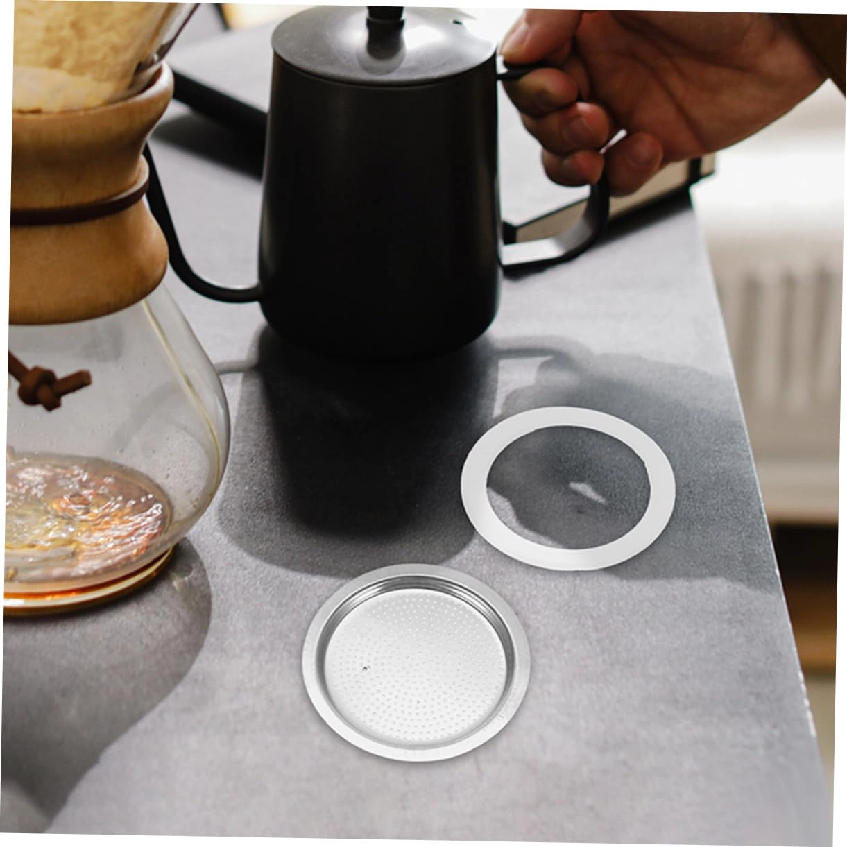 Coffee Pot Gasket - 6.40X5.00X0.20cm + Filter