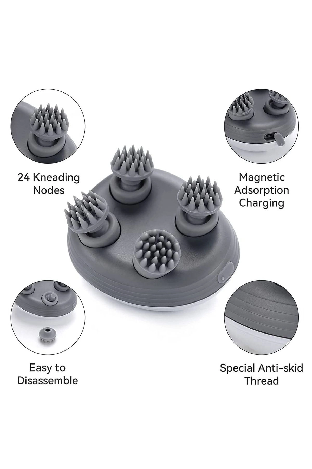Electric Scalp Massager - Waterproof Handheld 4 Massage Heads