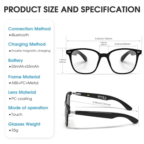 QT-35 - Bluetooth 5.4 140 Languages Black Frame Grey Lens