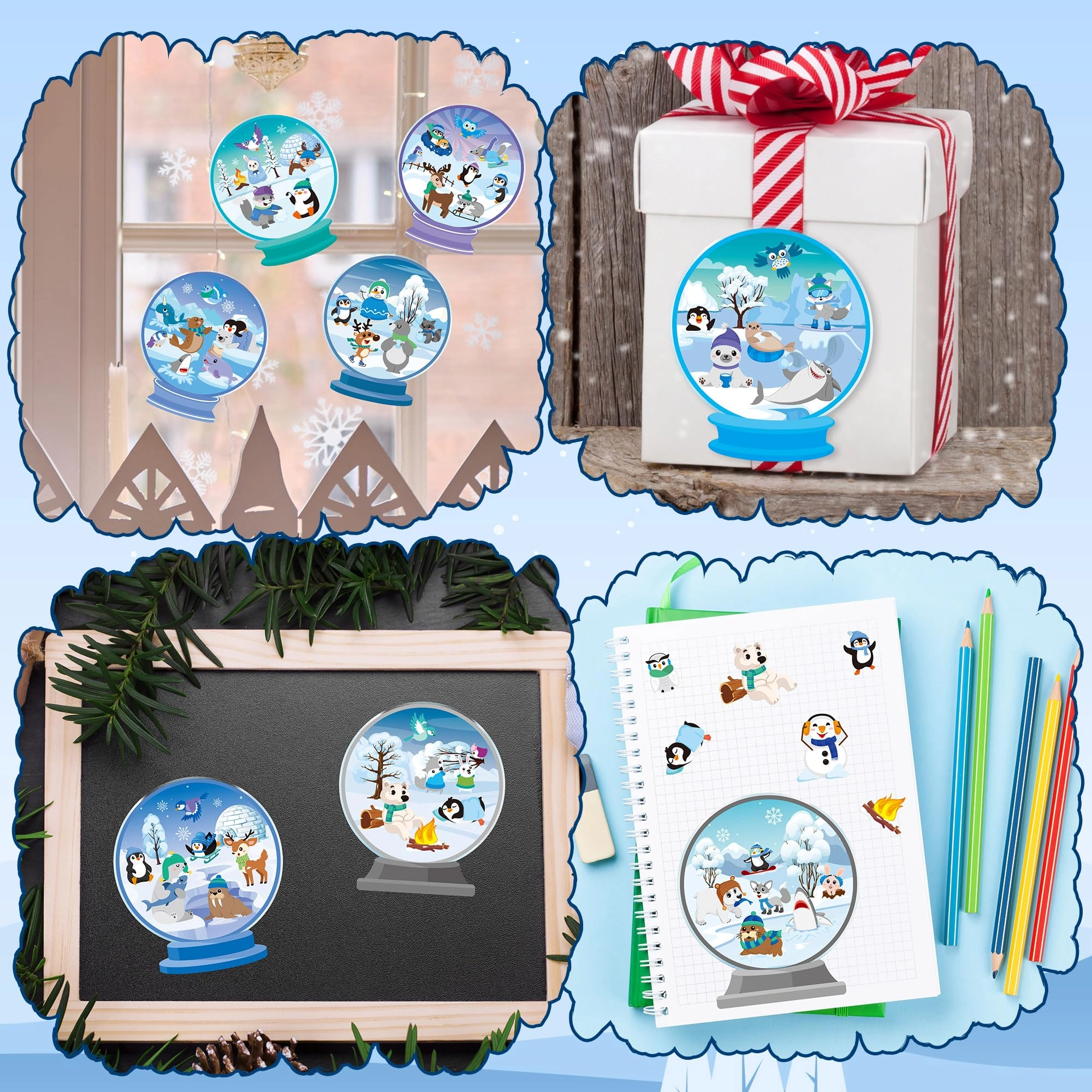 Winter Polar Animals Sticker Book Glow in the Dark 40 pcs