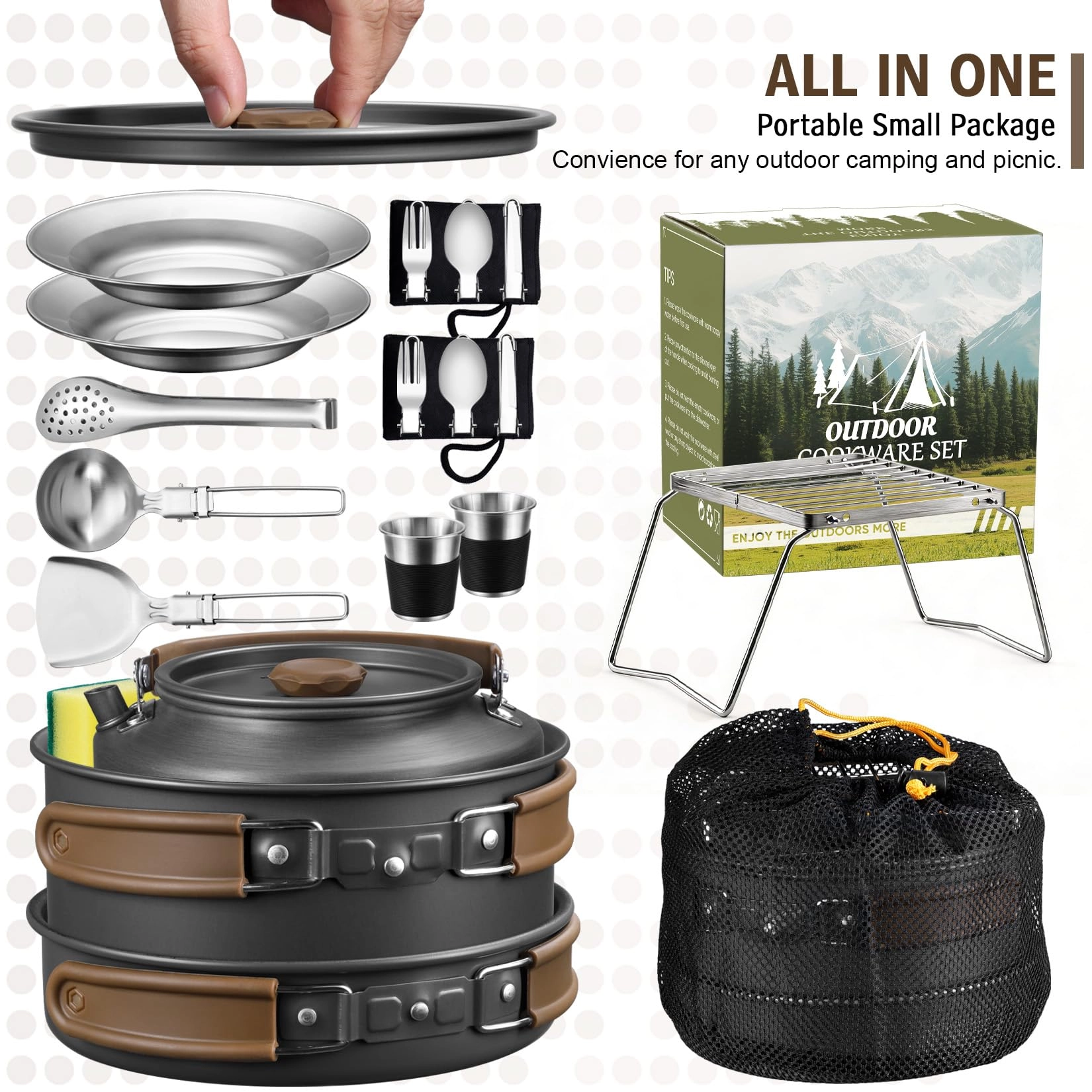Camping Cookware Mess Kit - 18 Piece
