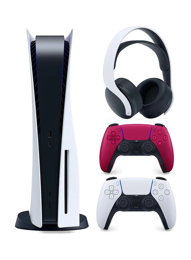 PlayStation 5 CD Edition + DualSense Wireless Controller - Cosmic Red + 3D Wireless Gaming Headset
