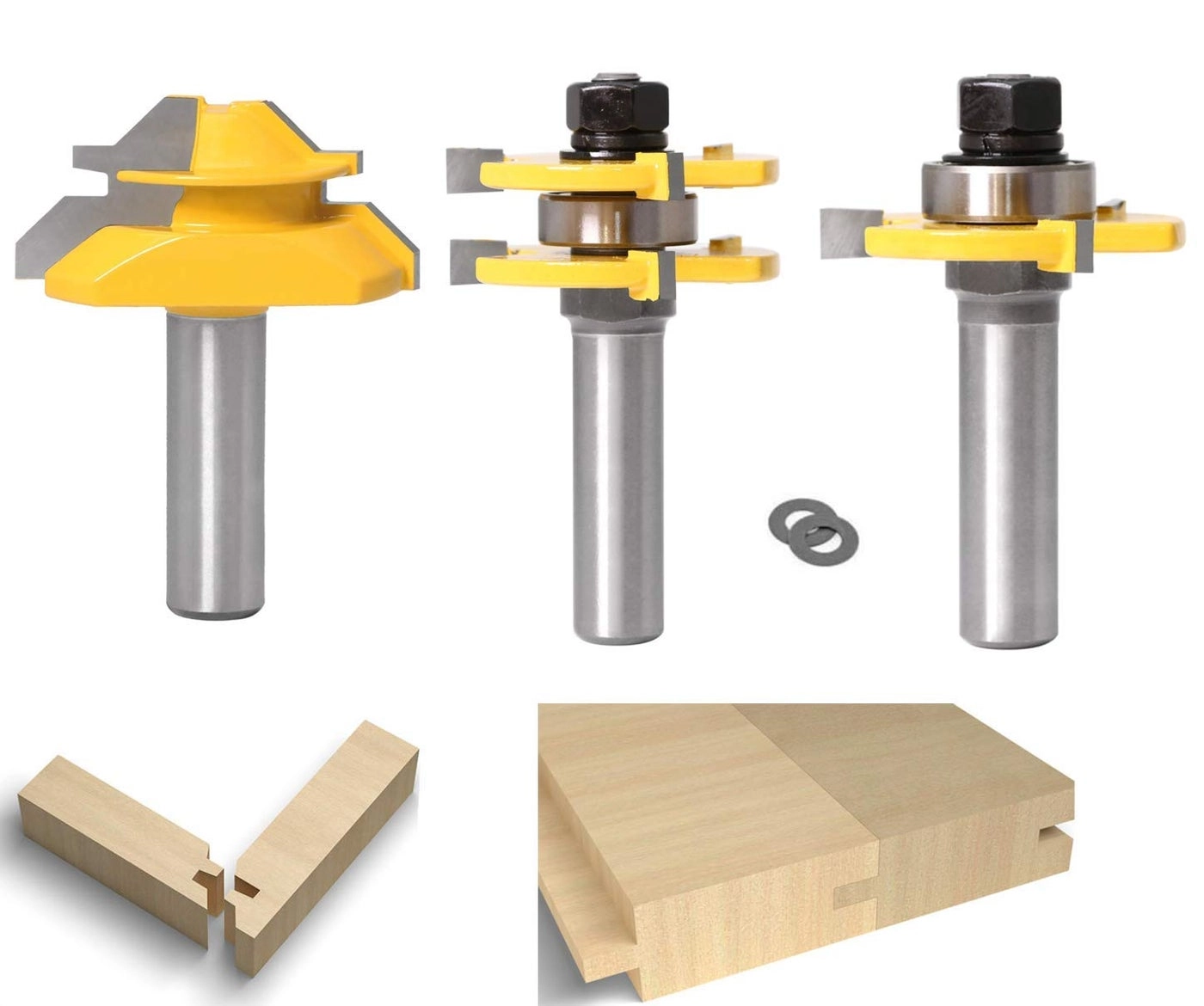 Lock Miter - 1/4-Inch Shank + Tongue and Groove - 2Pcs