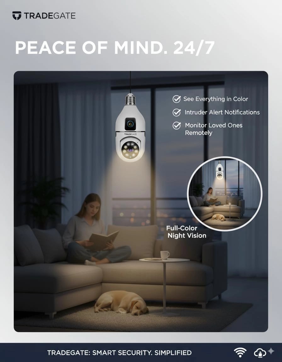 E27 Smart LED Bulb Camera