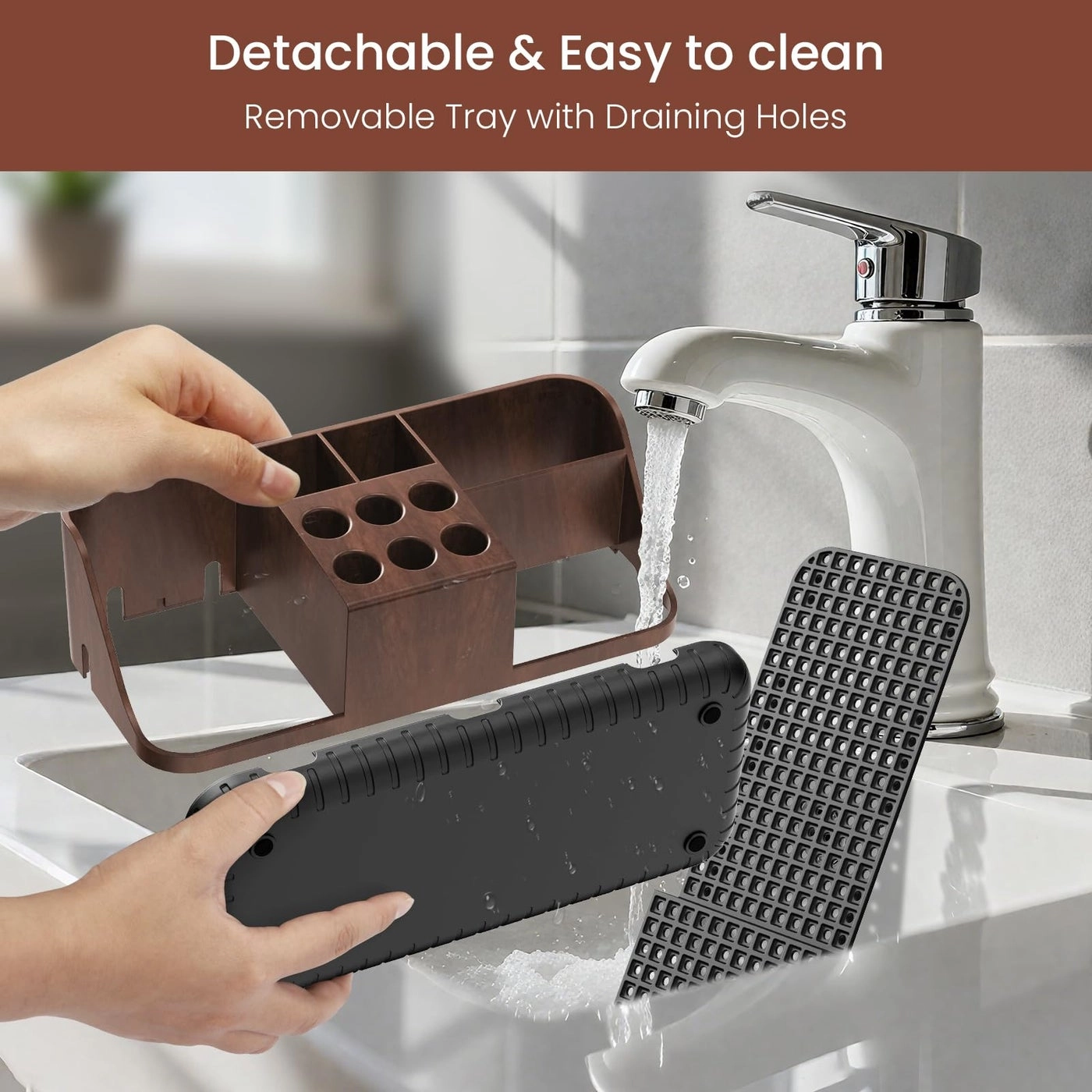 Toothbrush Holder - Black Bamboo Divider