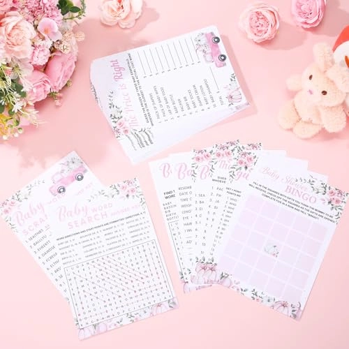 Pink Pumpkin baby shower games - 302 pcs