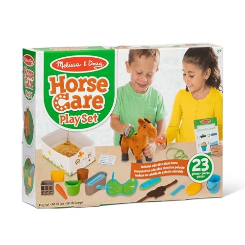 Feed And Groom Horse Care Pretend Play Set - 3+ 23 pieces