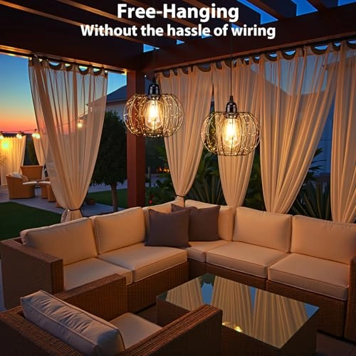 Battery Operated Hanging Outdoor Chandelier - Red Copper 2