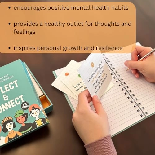 Conversation Cards for Teens - Motivational & Reflective 50 Cards Display Stand