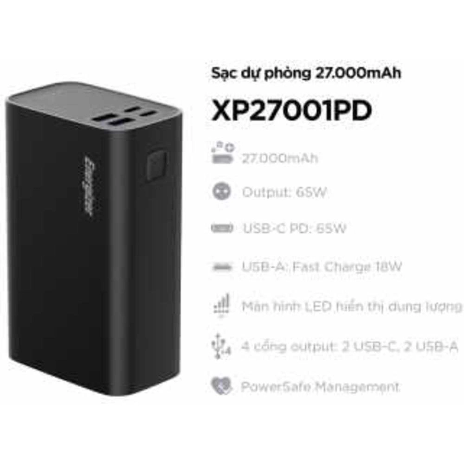 XP27001PD - 27000mAh 65W Fast charging