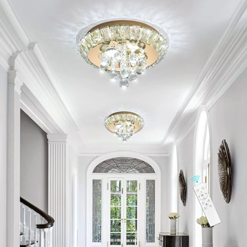 Crystal Ceiling Light - 12" W Remote Dimmable LED