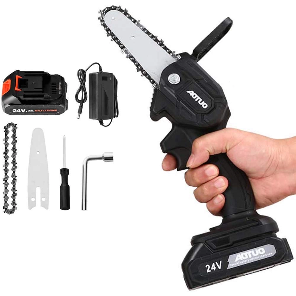 LJXiioo Mini Cordless Electric Chainsaw - 4" 24V 2000mAh