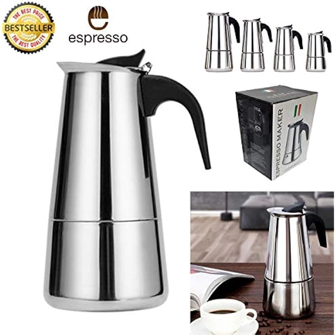 Moka Pot - 6 Cup Stainless Steel Stovetop