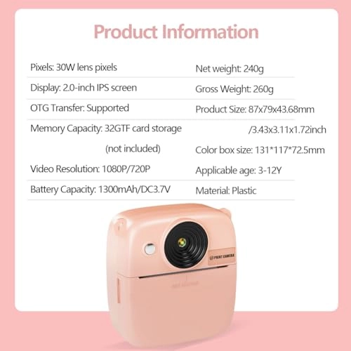 Instant Print Camera for Kids - 57*30