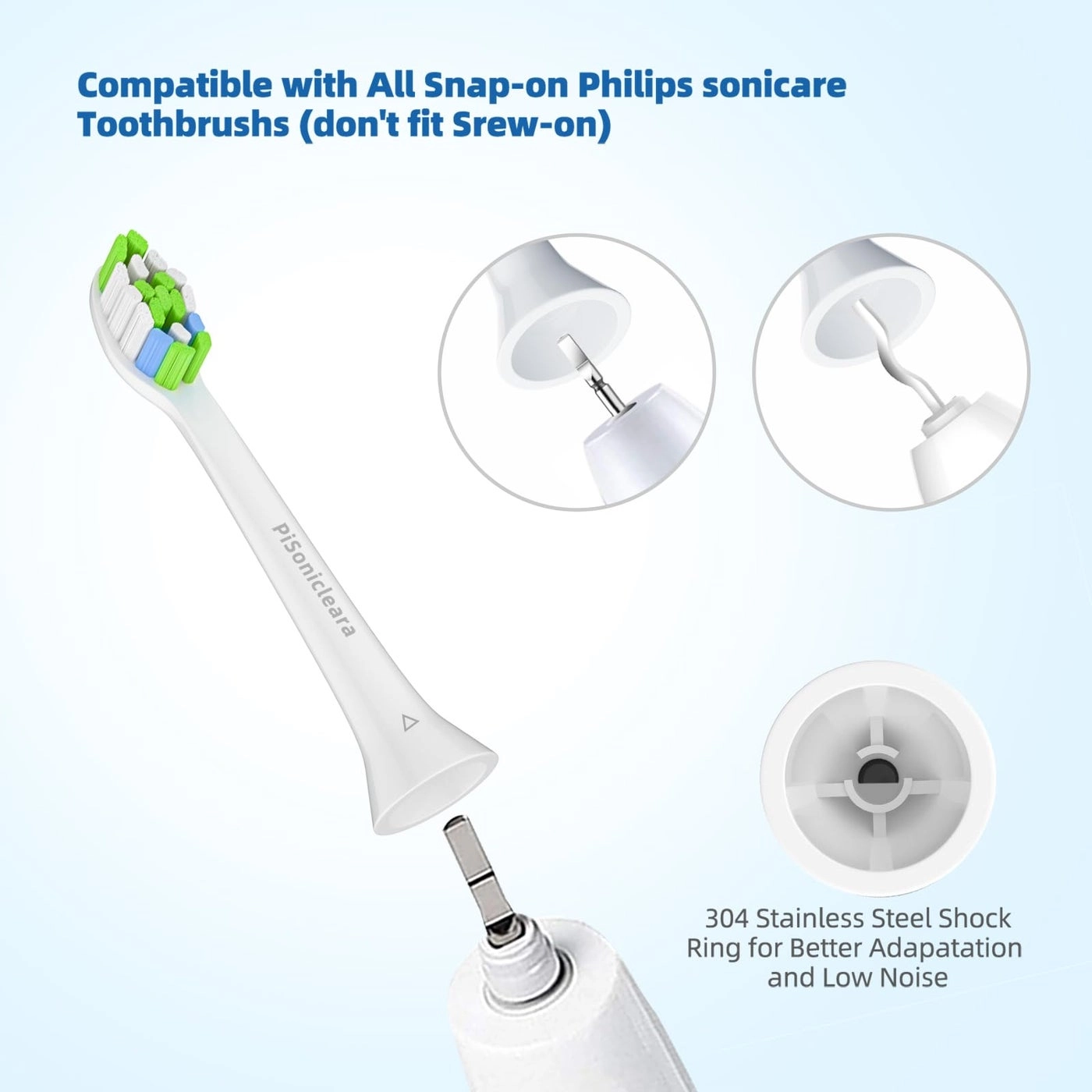 Replacement Toothbrush Heads - 10 Pack Snap on