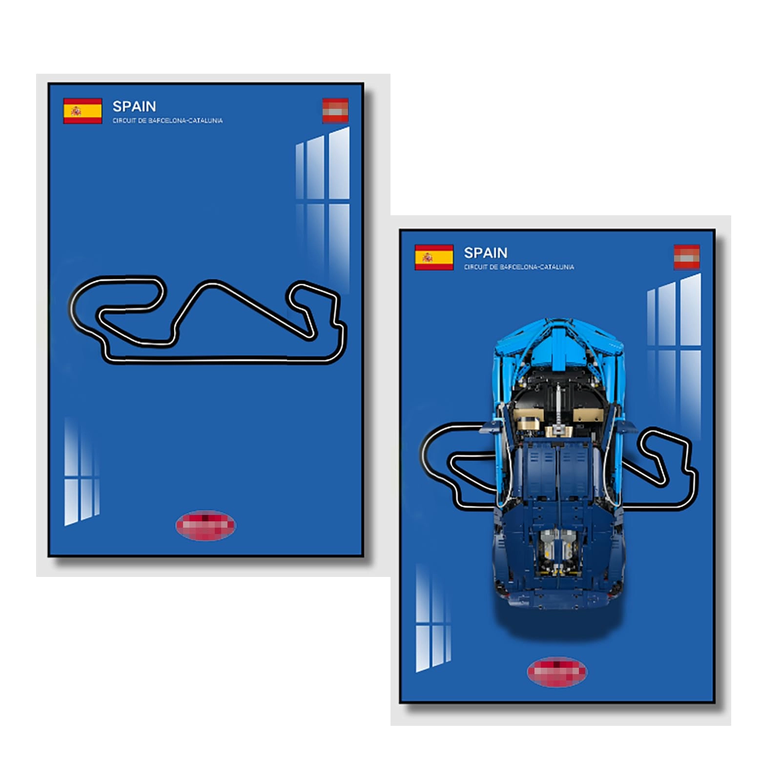 Display Wallboard for Lego Technic Bugatti Chiron Race Car (42083) - 50X80cm Bahrain Circuit