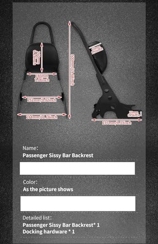 Motorcycle Passenger Backrest - Harley Sportster SuperLow 1200T XL1200T Black