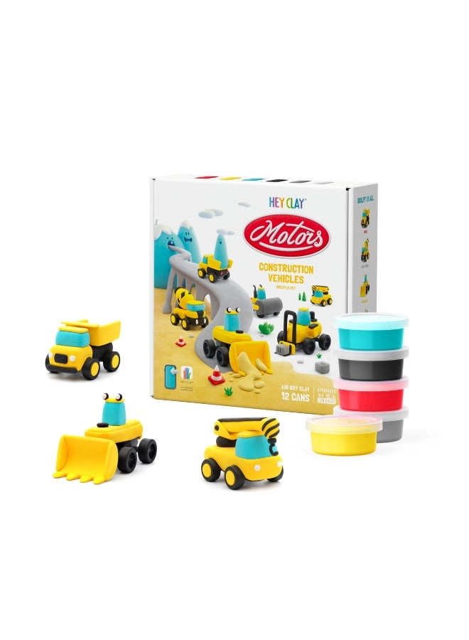 HEY CLAY Construction Vehicles Modelling Air Dry Clay Kit - 3+ years 12 colors
